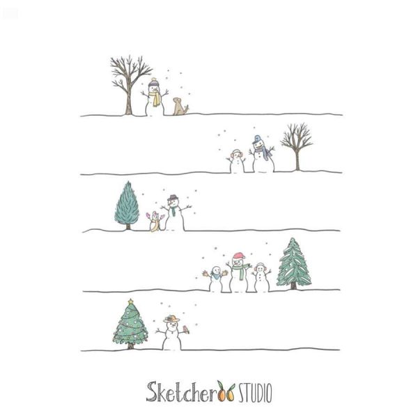 5 charming handdrawn snowman divider clipart images for Christmas and