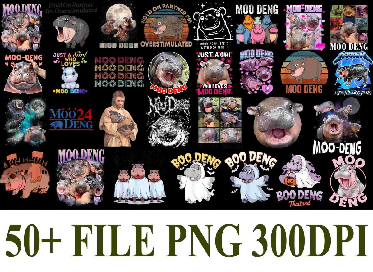 50 Cute Baby Hippo SVG Bundle Moo Deng Bootleg Rap SVG Hippo Lover PNG