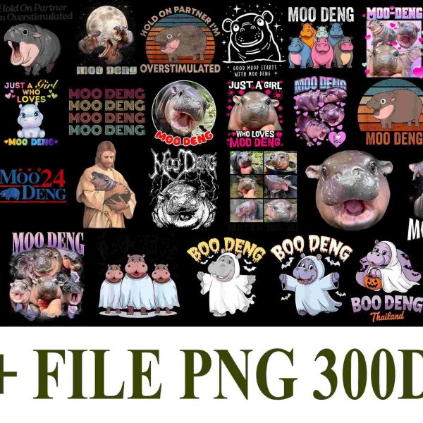 50 Cute Baby Hippo SVG Bundle Moo Deng Bootleg Rap SVG Hippo Lover PNG