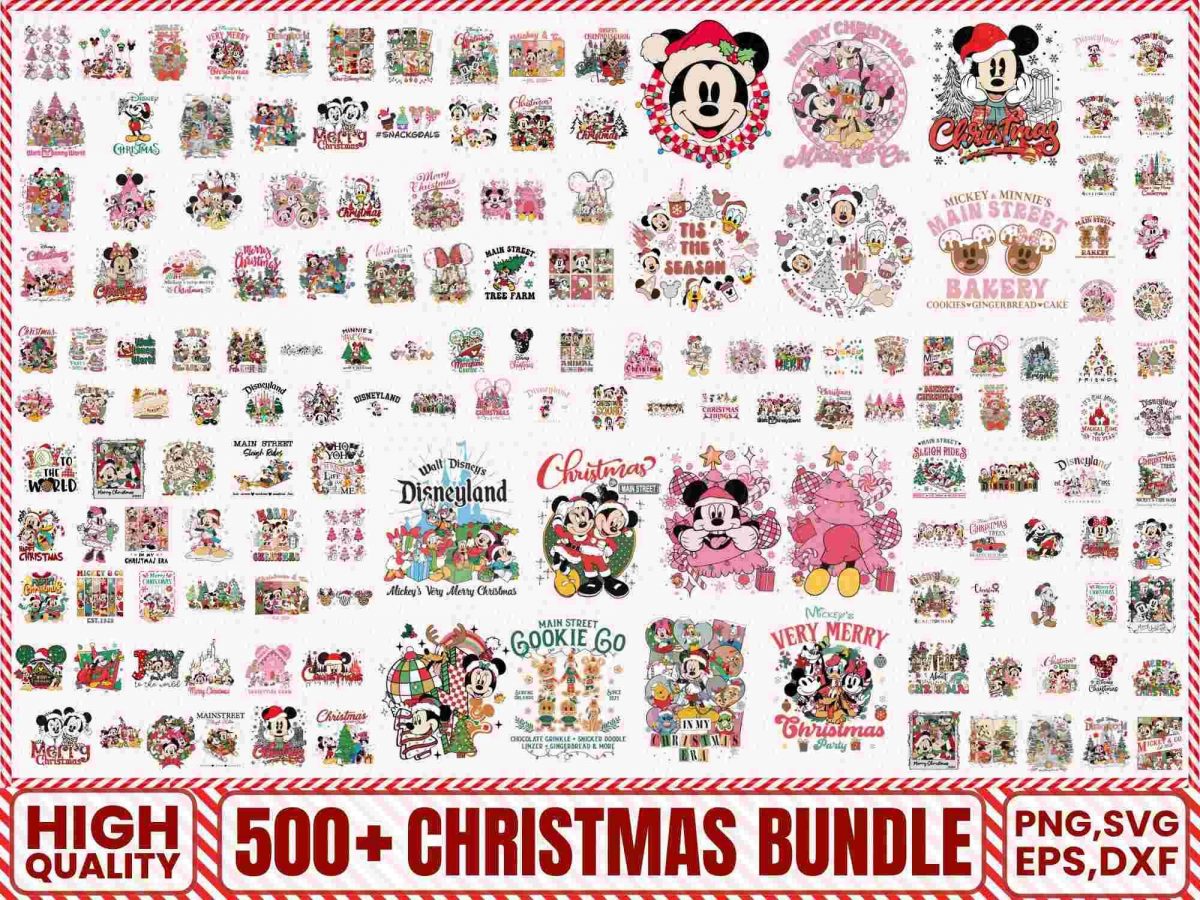 500 Festive Christmas Mouse Bundle with Retro Png Cartoon Movie Png