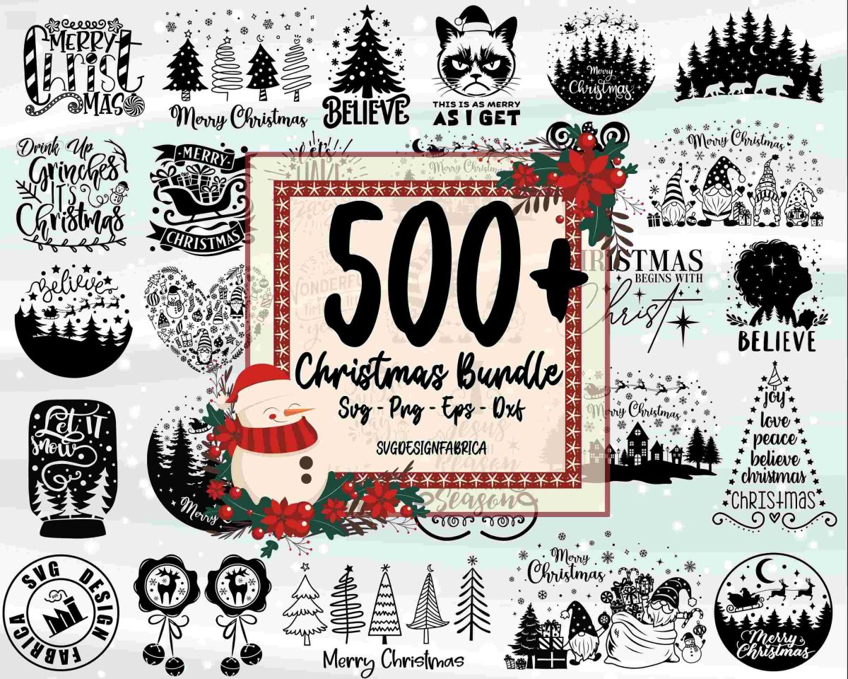 500 Festive Christmas SVG Bundle for Cricut Winter Santa Holiday