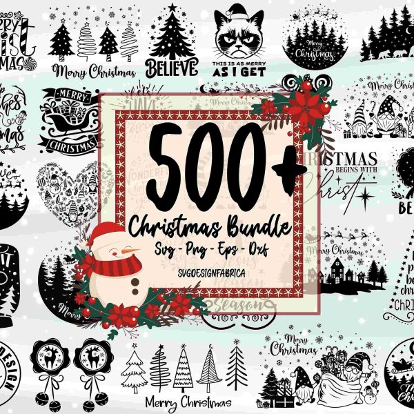 500 Festive Christmas SVG Bundle for Cricut Winter Santa Holiday