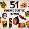 51 Retro Vintage Beistle Halloween SVG PNGs Spooky Clipart Bundle