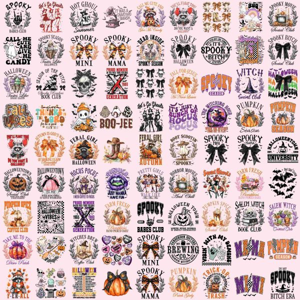 80 Vintage Halloween Bundle PNG Spooky Season Designs