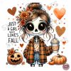 Adorable Autumn Skeleton Girl PNG Cozy Clipart Fall Vibes Design