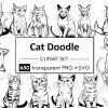 Adorable Cat Clipart Bundle 650 PNG SVG 300dpi Doodle Style Decor