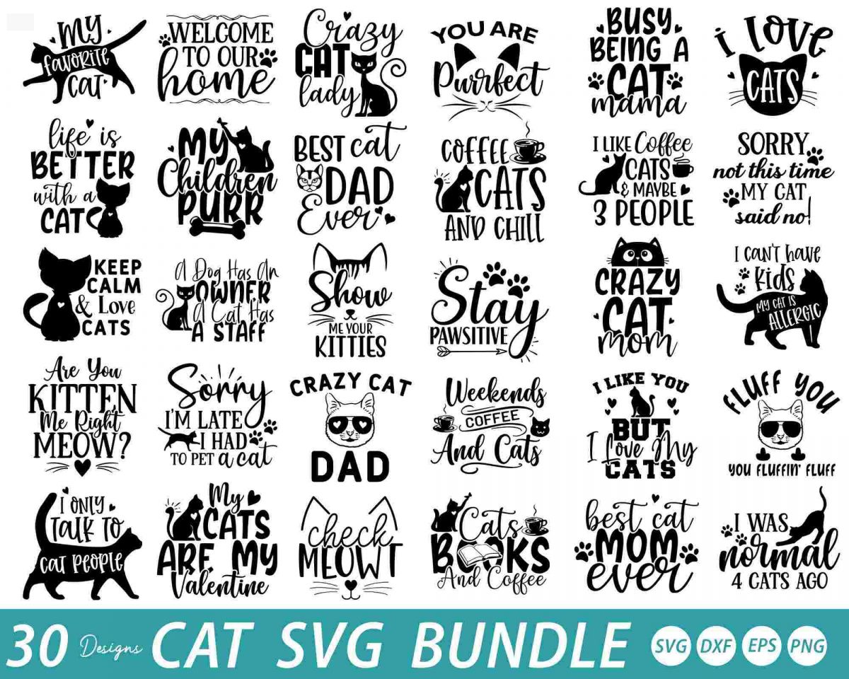 Adorable Cat SVG Collection for Cat Lovers Tshirts Quotes and More