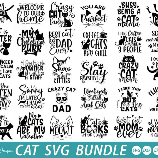 Adorable Cat SVG Collection for Cat Lovers Tshirts Quotes and More