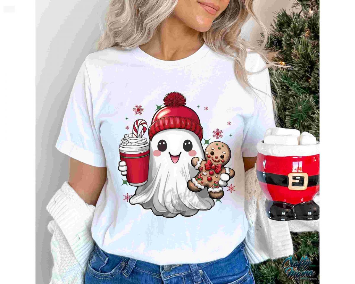 Adorable Christmas Ghost SVG Festive Kids Shirt PNG Design