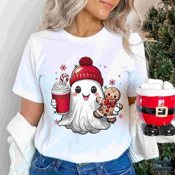 Adorable Christmas Ghost SVG Festive Kids Shirt PNG Design