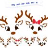 Adorable Christmas Reindeer SVG PNG Bundle 2023 Cute Girl Boy Faces