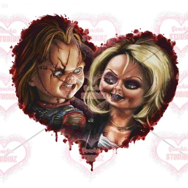 Adorable Chucky and Tiffany Heart PNG