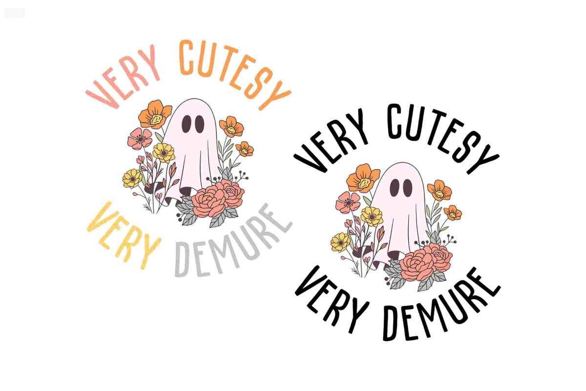 Adorable Demure SVG and Cute PNG Gen Z Trendy Halloween Ghosts Floral