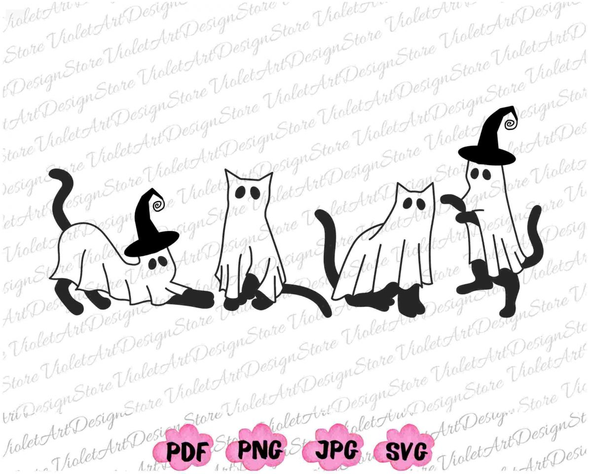 Adorable Ghost Cat SVG PNG for Cat Lovers Halloween Spooky Season