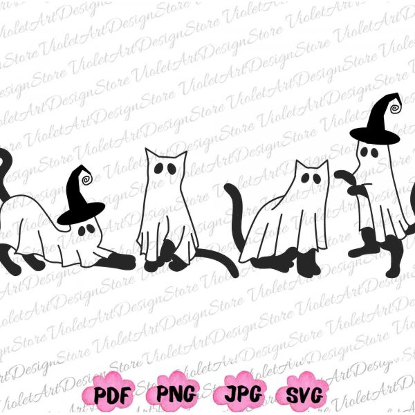 Adorable Ghost Cat SVG PNG for Cat Lovers Halloween Spooky Season