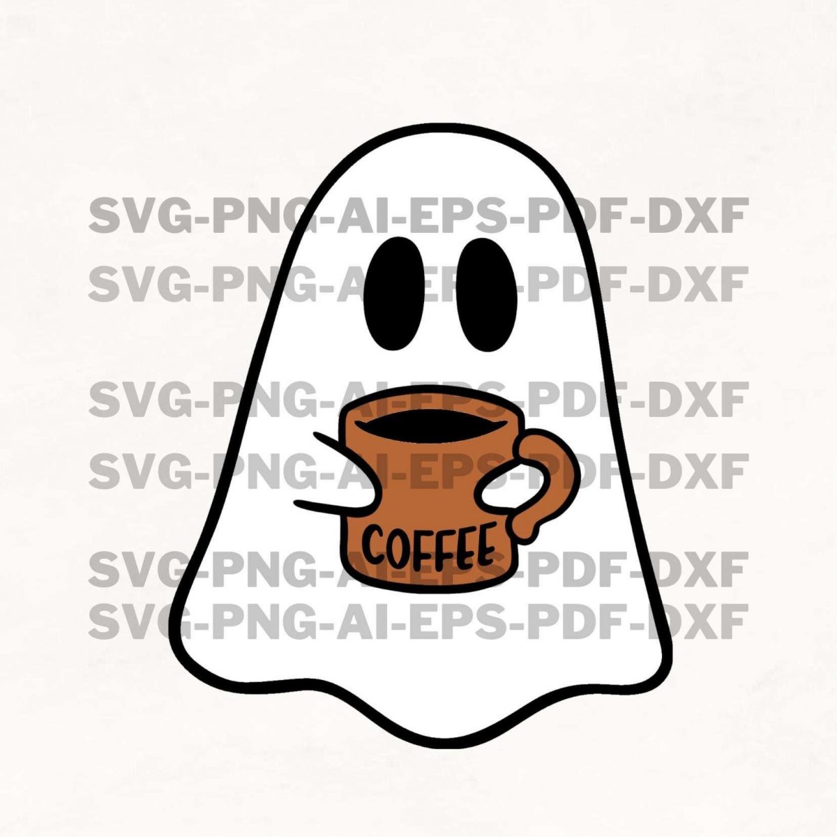 Adorable Ghost Coffee PNG Spooky SVG for Fall Halloween