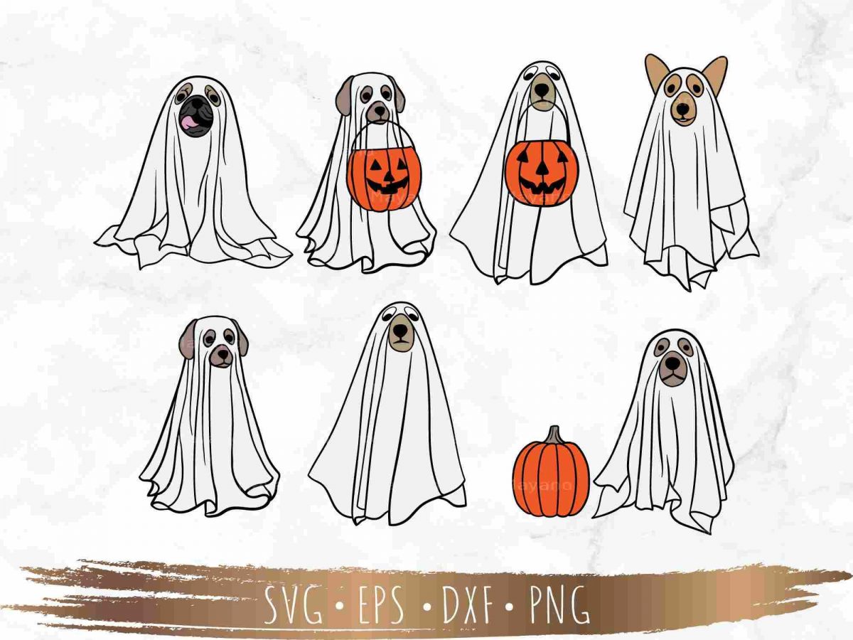 Adorable Ghost Dog SVG Boo SVG Halloween SVG Cricut Silhouette Files