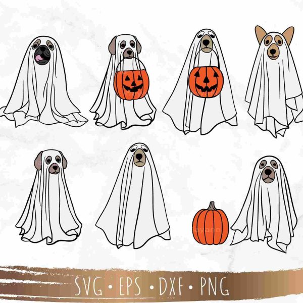 Adorable Ghost Dog SVG Boo SVG Halloween SVG Cricut Silhouette Files