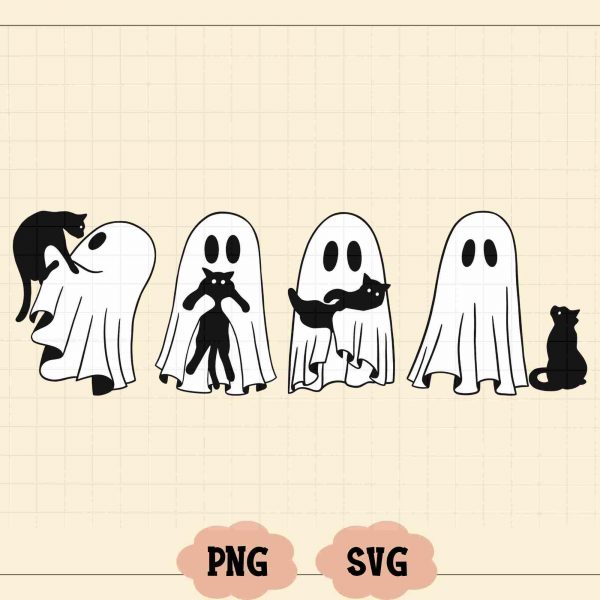 Adorable Ghost Kitties SVG PNG for Halloween Crafts Cricut