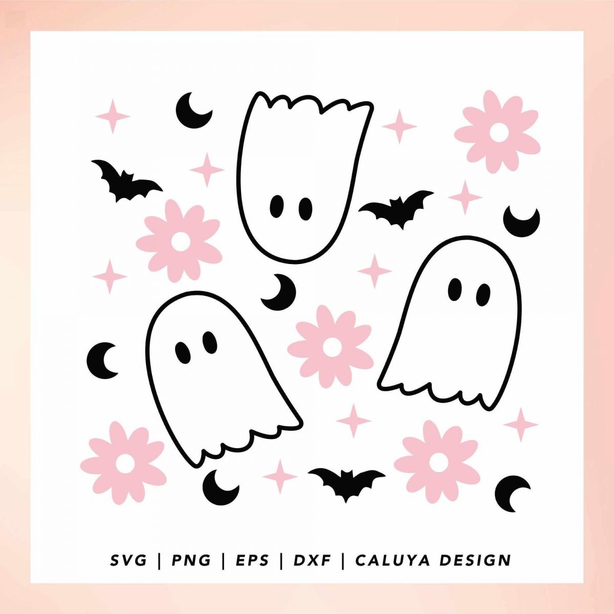 Adorable Ghost SVG Cute Halloween Pattern Retro Spooky Design