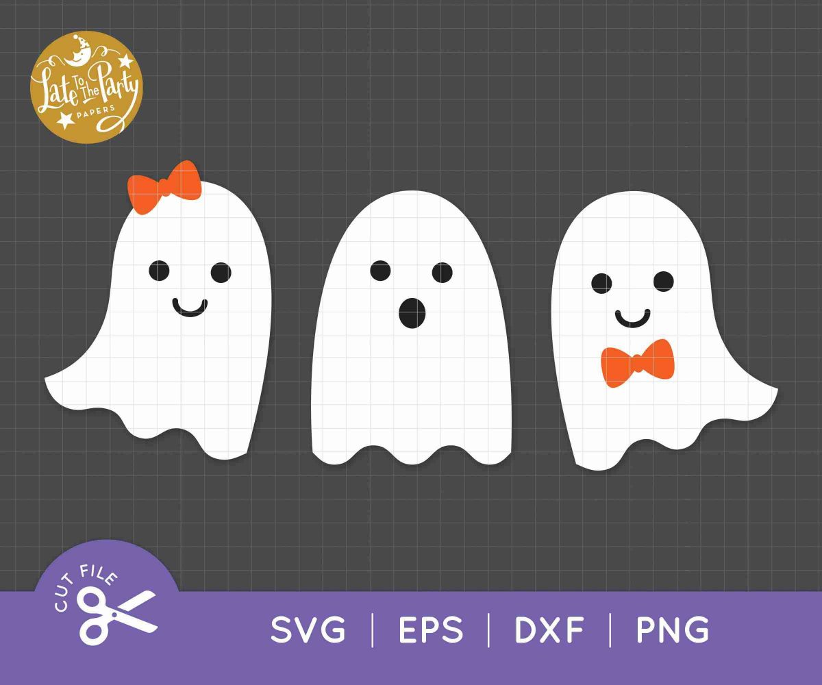 Adorable Ghosts SVG Bundle Boy Girl Bow Halloween Clip Art SVG PNG