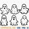 Adorable Ghosts SVG Bundle Silhouettes PNG Vector Commercial Use