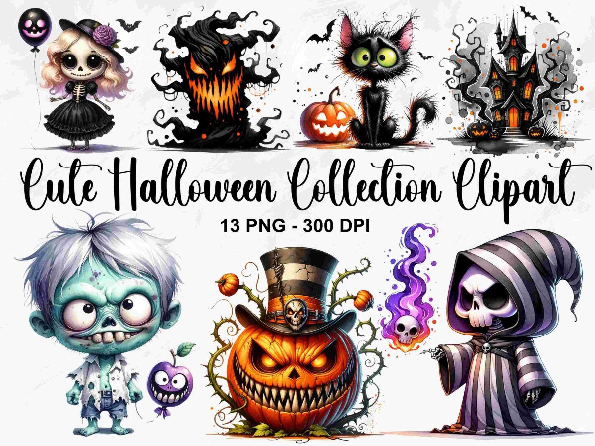 Adorable Halloween Clipart Collection 13 PNG Spooky Happy Pumpkin