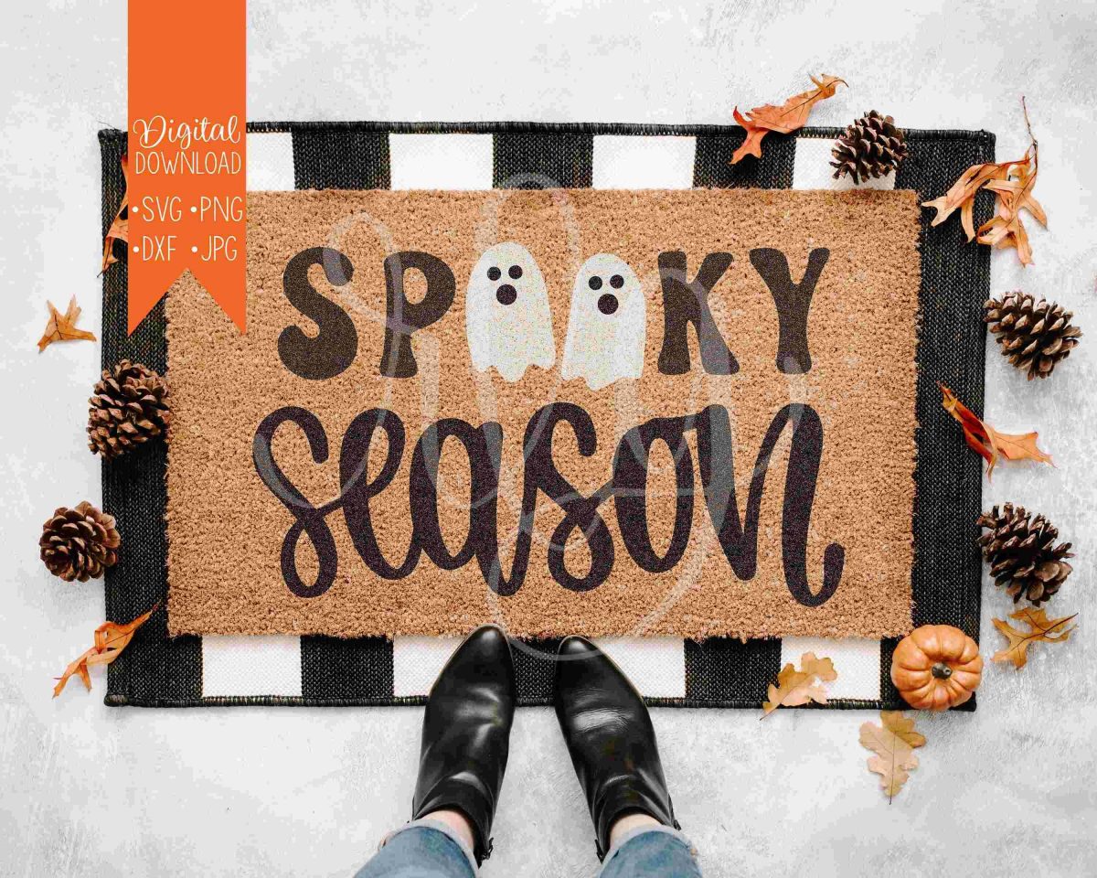 Adorable Halloween Ghosts Doormat SVG PNG Fun Cut File for Cricut