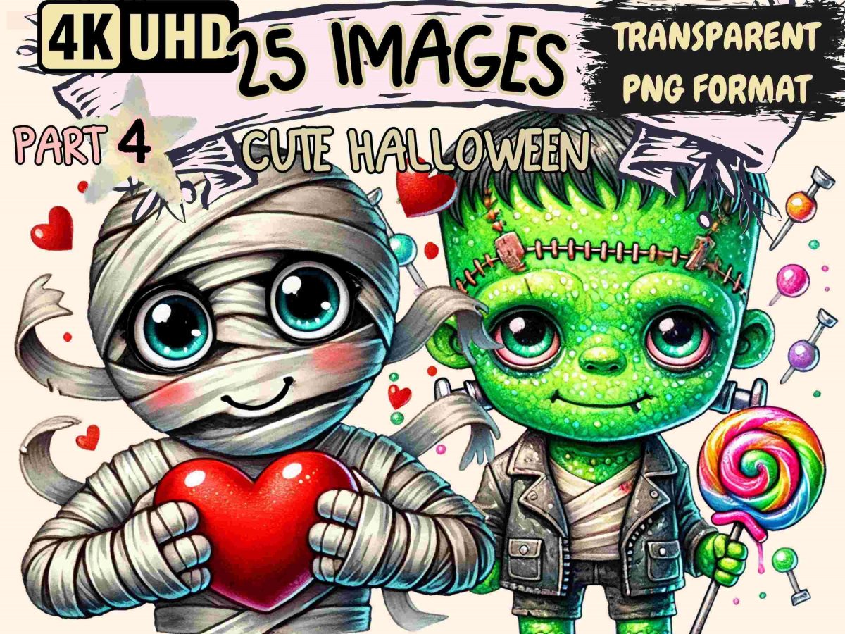 Adorable Halloween P4 Clipart 25 Spooky SVG Images Festive Art