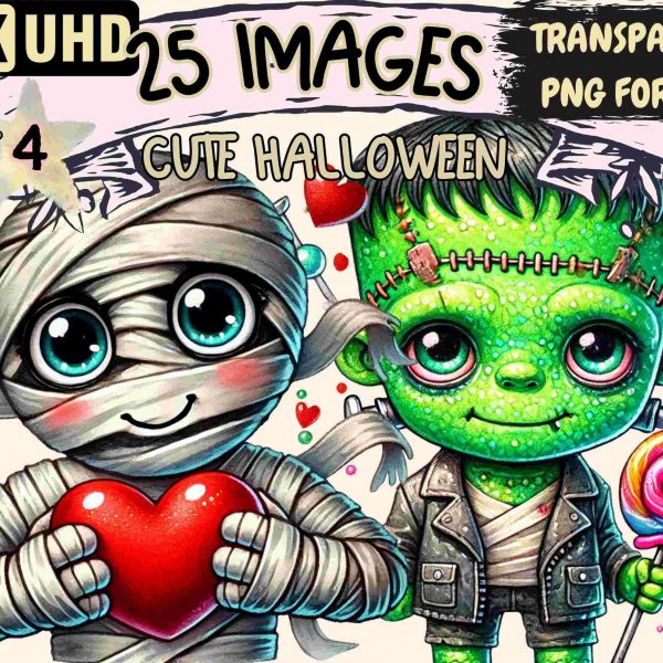 Adorable Halloween P4 Clipart 25 Spooky SVG Images Festive Art