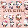 Adorable Kitty SVG Set Cute Watercolor Kitty Clipart Hello Kittys