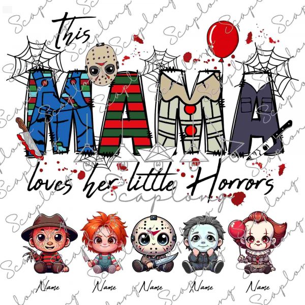 Adorable Mama Little Horrors SVG Halloween Mama PNG Horror