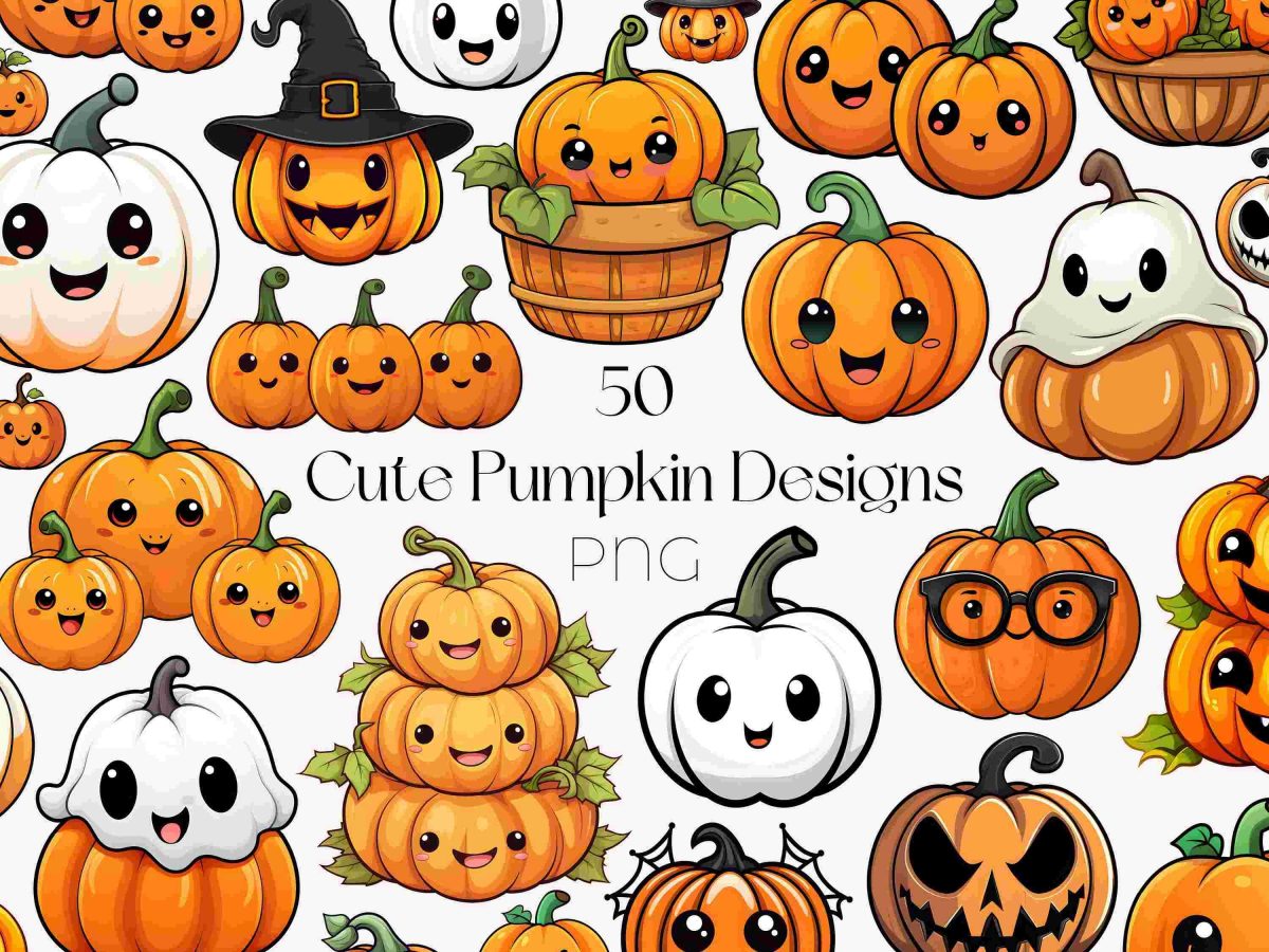 Adorable Pastel Halloween Pumpkin SVG PNG Clipart Bundle