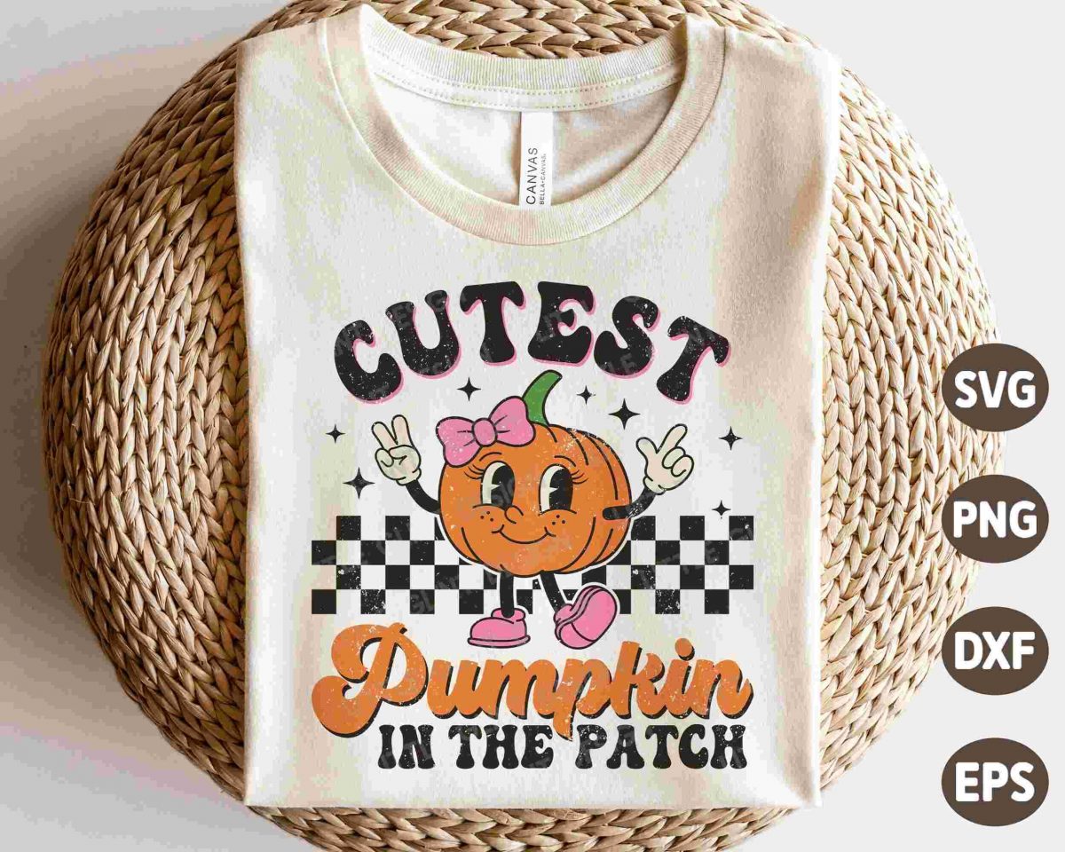 Adorable Pumpkin Patch SVG Autumn Design PNG Vintage Pumpkin Graphic