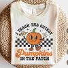 Adorable Pumpkin Teacher SVG Halloween Retro PNG for Fall Shirt