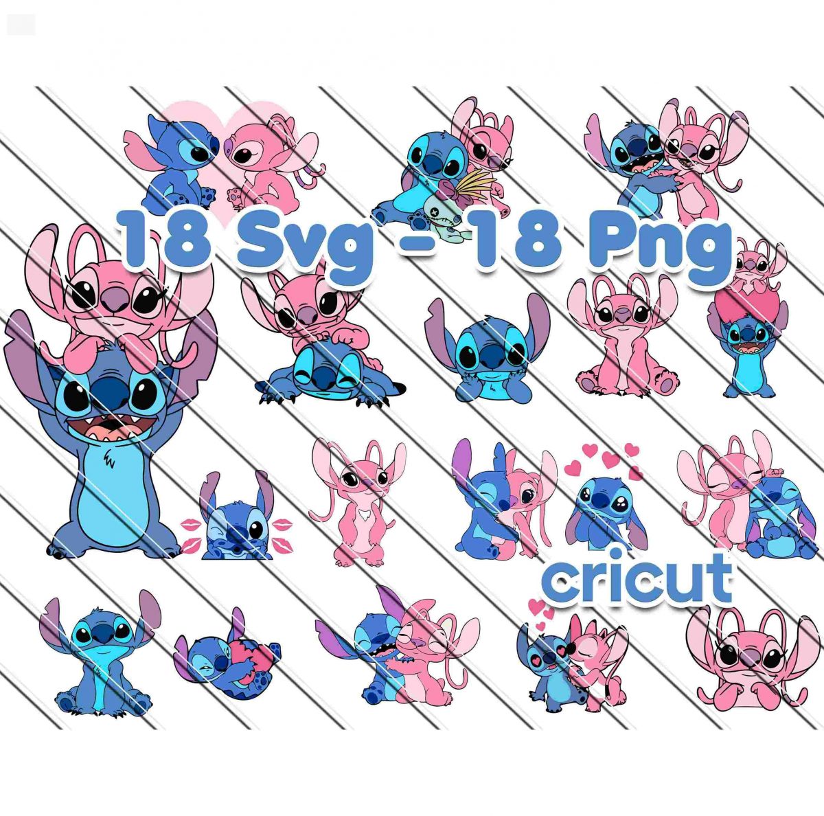 Adorable Stitch Angel SVG Bundle for Love PNG Included