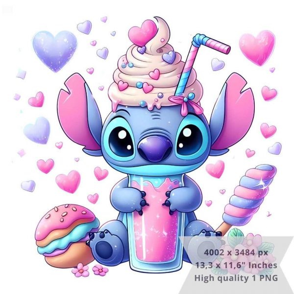 Adorable Stitch Ice Cream PNG Clipart Images for Sublimation High Res