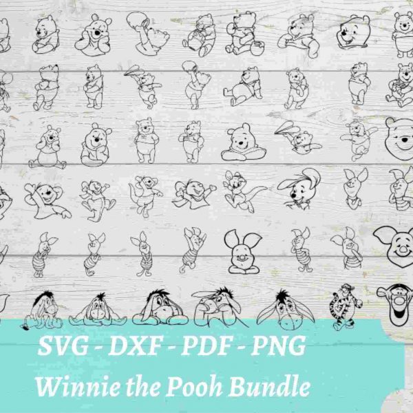 Adorable Winnie the Pooh Characters SVG Laser Cut Design Download