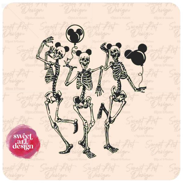 Amusing Skeletons at Theme Park SVG Castle Family Trip Custom Gift