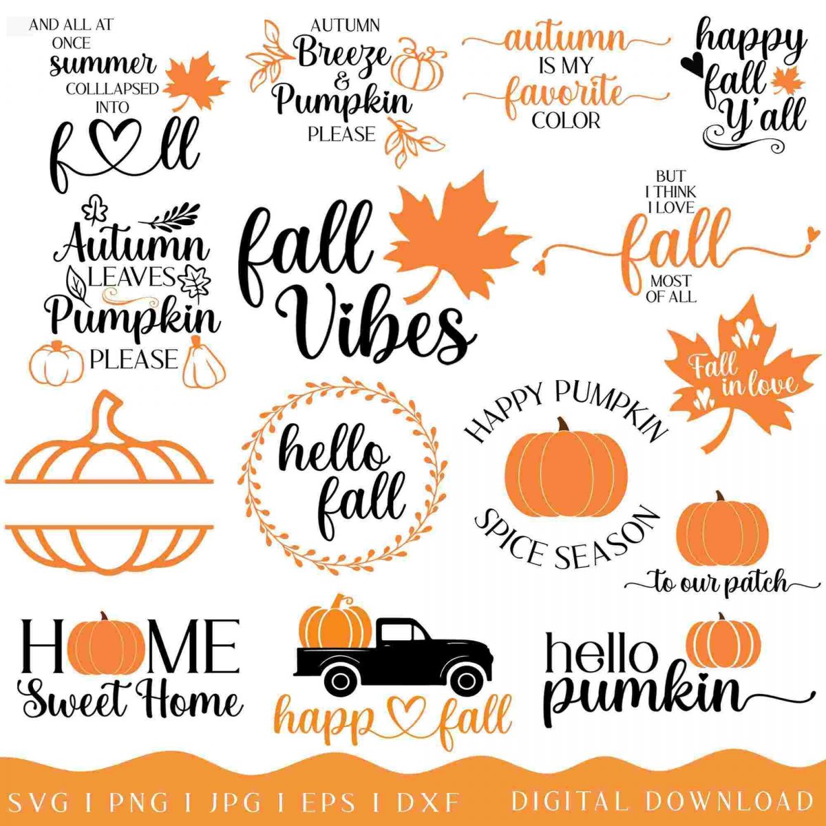 Autumn Bliss Fall SVG Bundle with Pumpkin Designs for Silhouette and