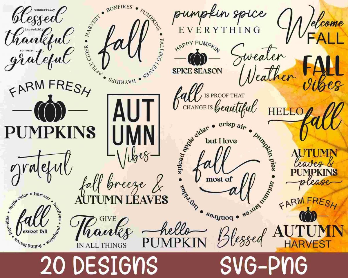 Autumn Delight Fall SVG Bundle Hello Fall Thanksgiving Cut Files