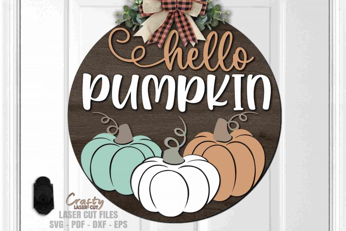 Autumn Door Decor SVG Pumpkin Greetings Laser Cut Designs Fall