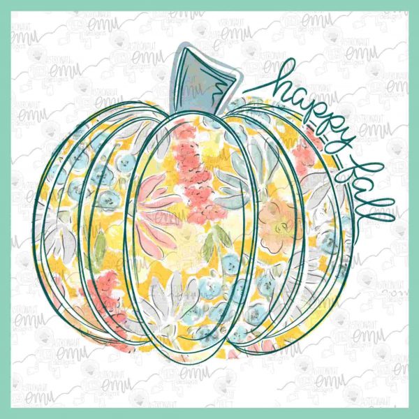 Autumn Floral Pumpkin PNG for Sublimation