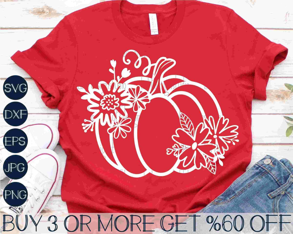 Autumn Floral Pumpkin SVG for Halloween Thanksgiving Shirts PNG SVG