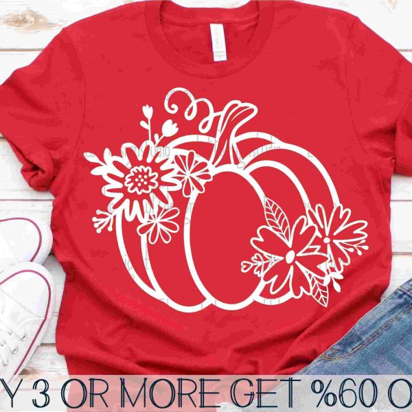 Autumn Floral Pumpkin SVG for Halloween Thanksgiving Shirts PNG SVG