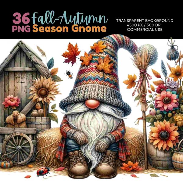 Autumn Gnome Clipart Bundle Artful Fall SVGPNG Collection