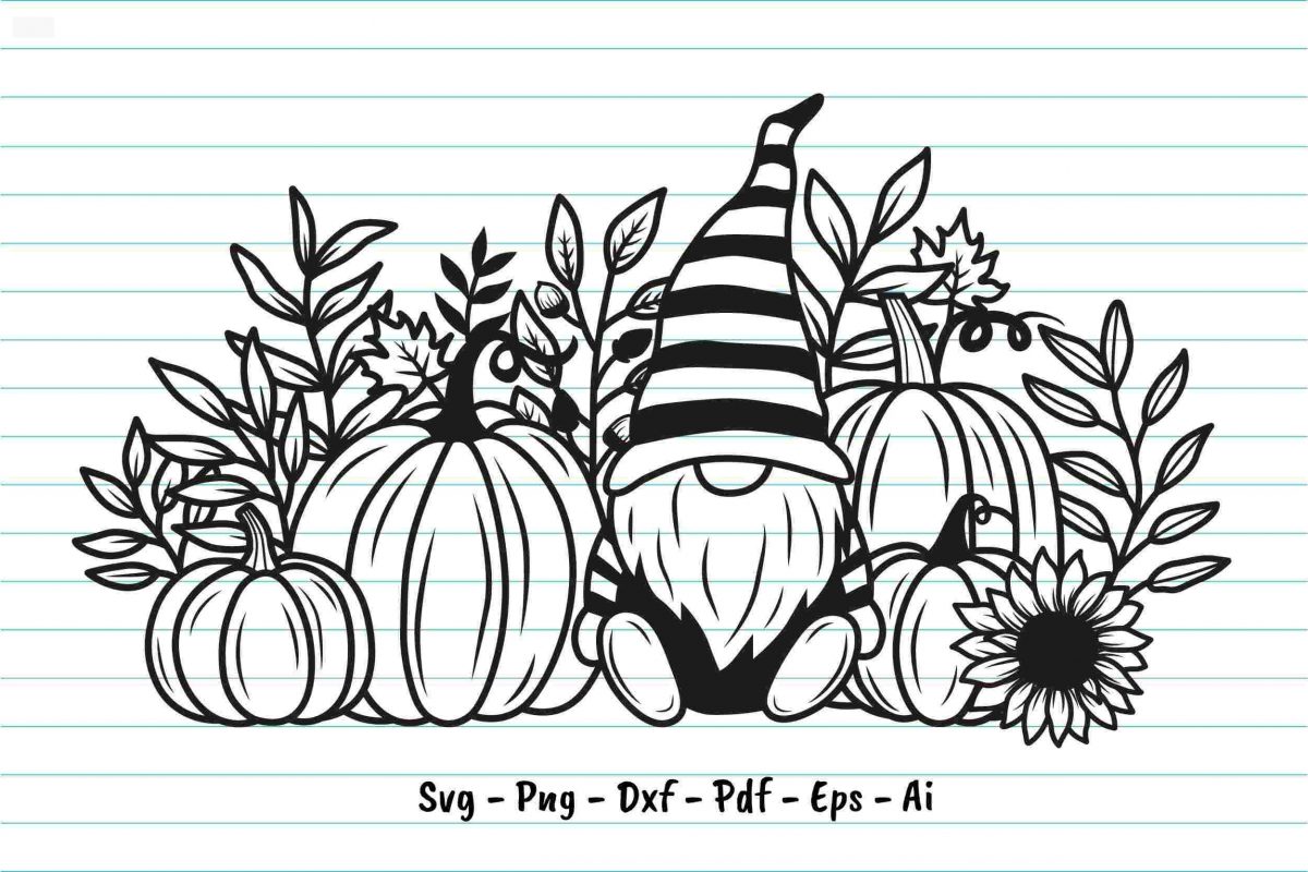 Autumn Gnome Pumpkin SVG for Kids Shirts