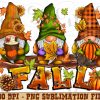 Autumn Gnomes PNG Sublimation Design Bundle Fall Pumpkin Hello Fall