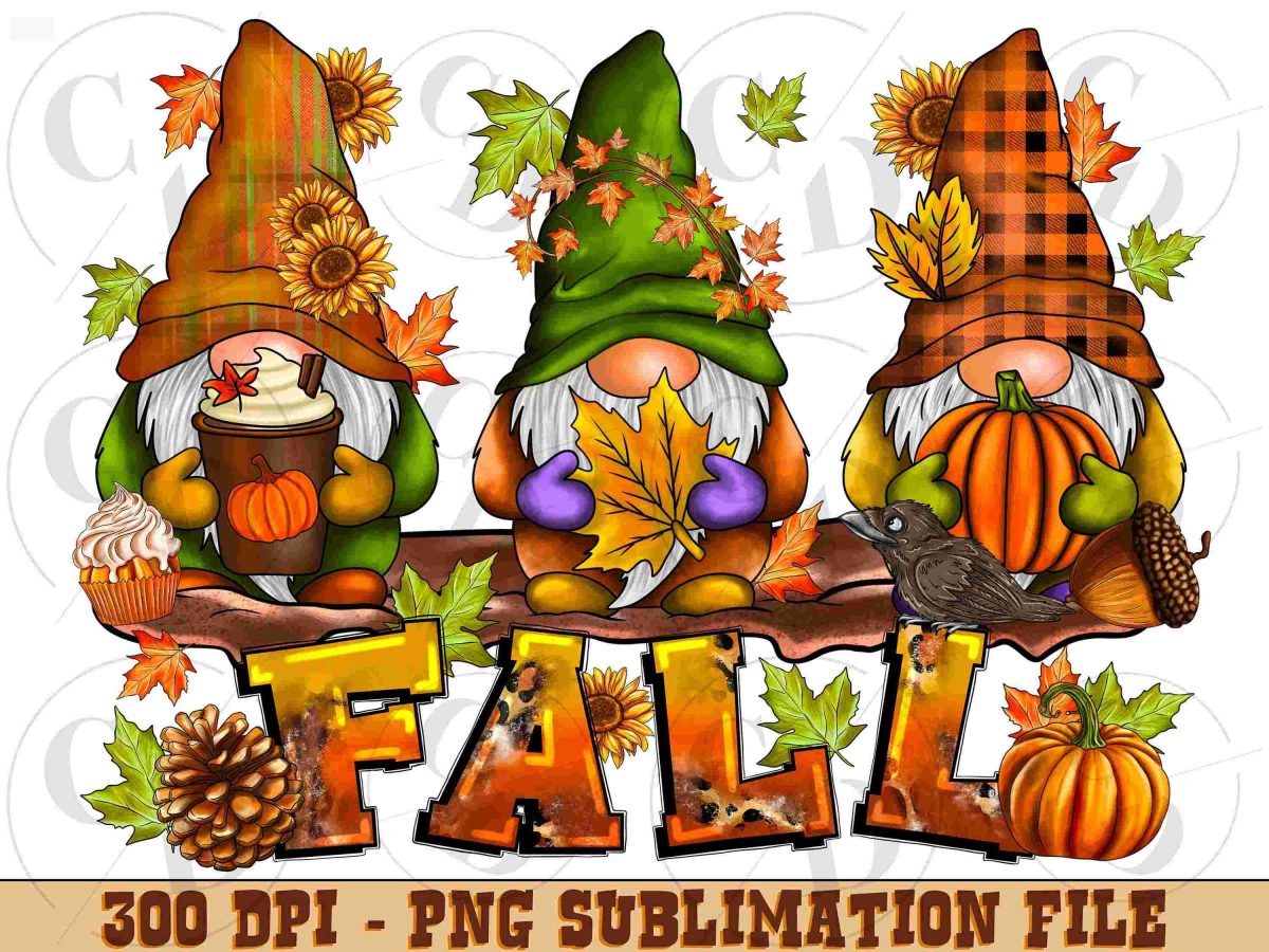 Autumn Gnomes PNG Sublimation Design Bundle Fall Pumpkin Hello Fall