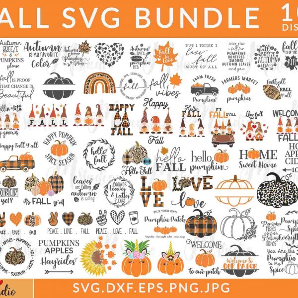 Autumn Happy Fall SVG Bundle Pumpkin Silhouette Cricut Designs PNG